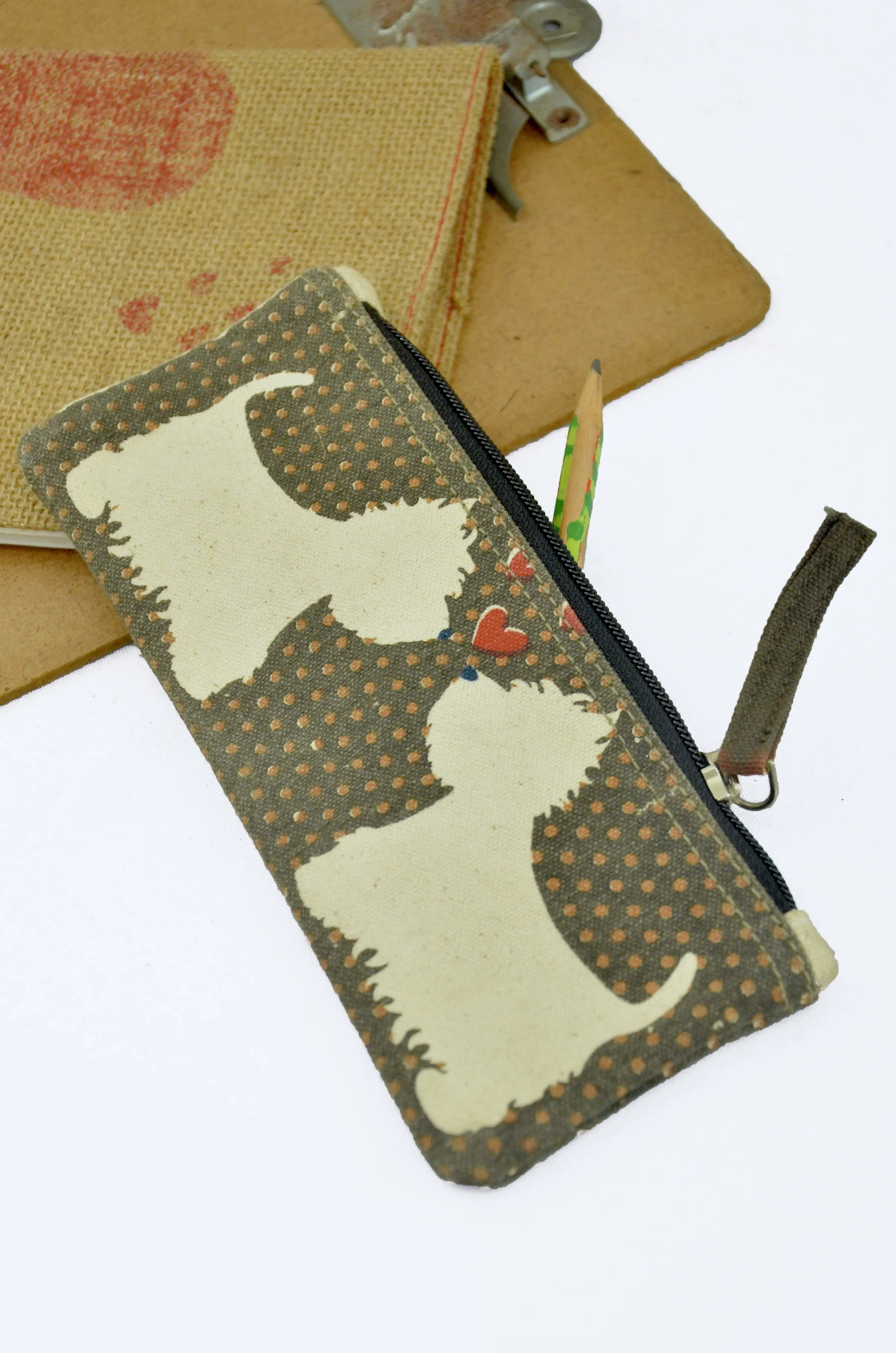 Animal Print Pencil Pouch/Case- Dog