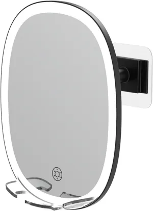 Anti-Fog Wall Mounted Bathroom Makeup Mirror with LED Light, Built-in Razor Hook   360 Degree Rotation