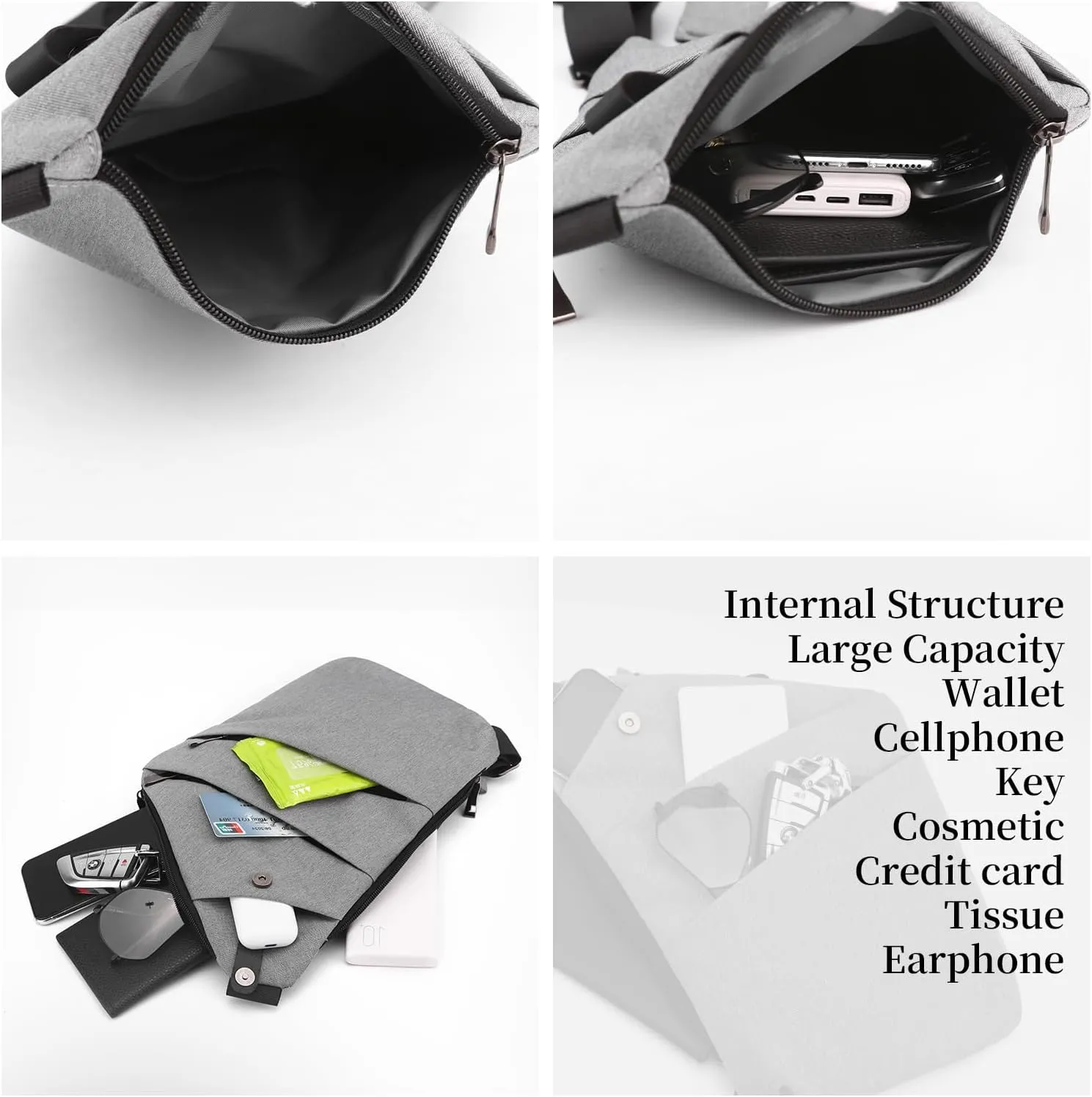Anti Theft Crossbody Travel Bag - Multi-pocket Shoulder Bag with Adjustable Strap,Slim Sling Bag for Women Men