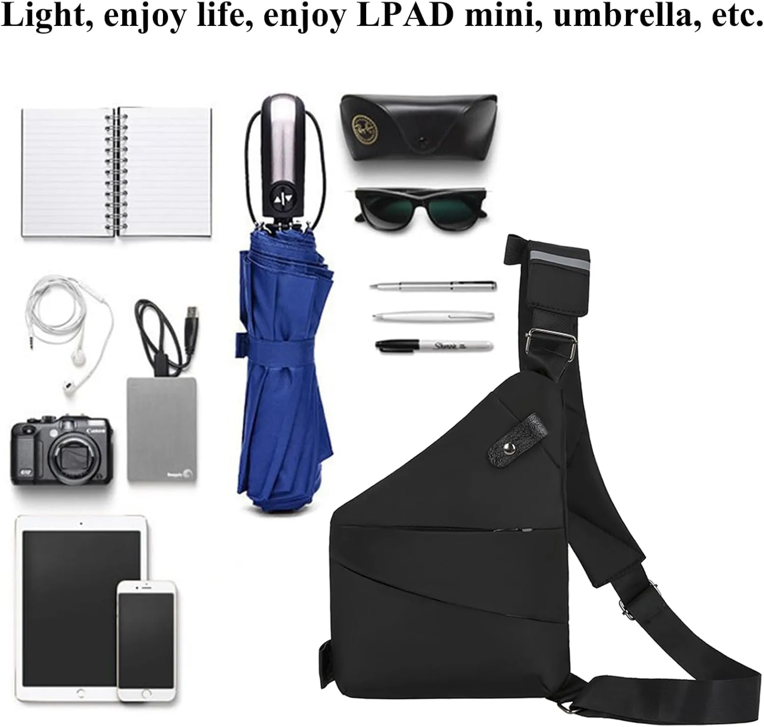 Anti Theft Travel Bag,Waterproof Sling Chest Bag, Crossbody Multi Pockets Shoulder Bag for Men Women
