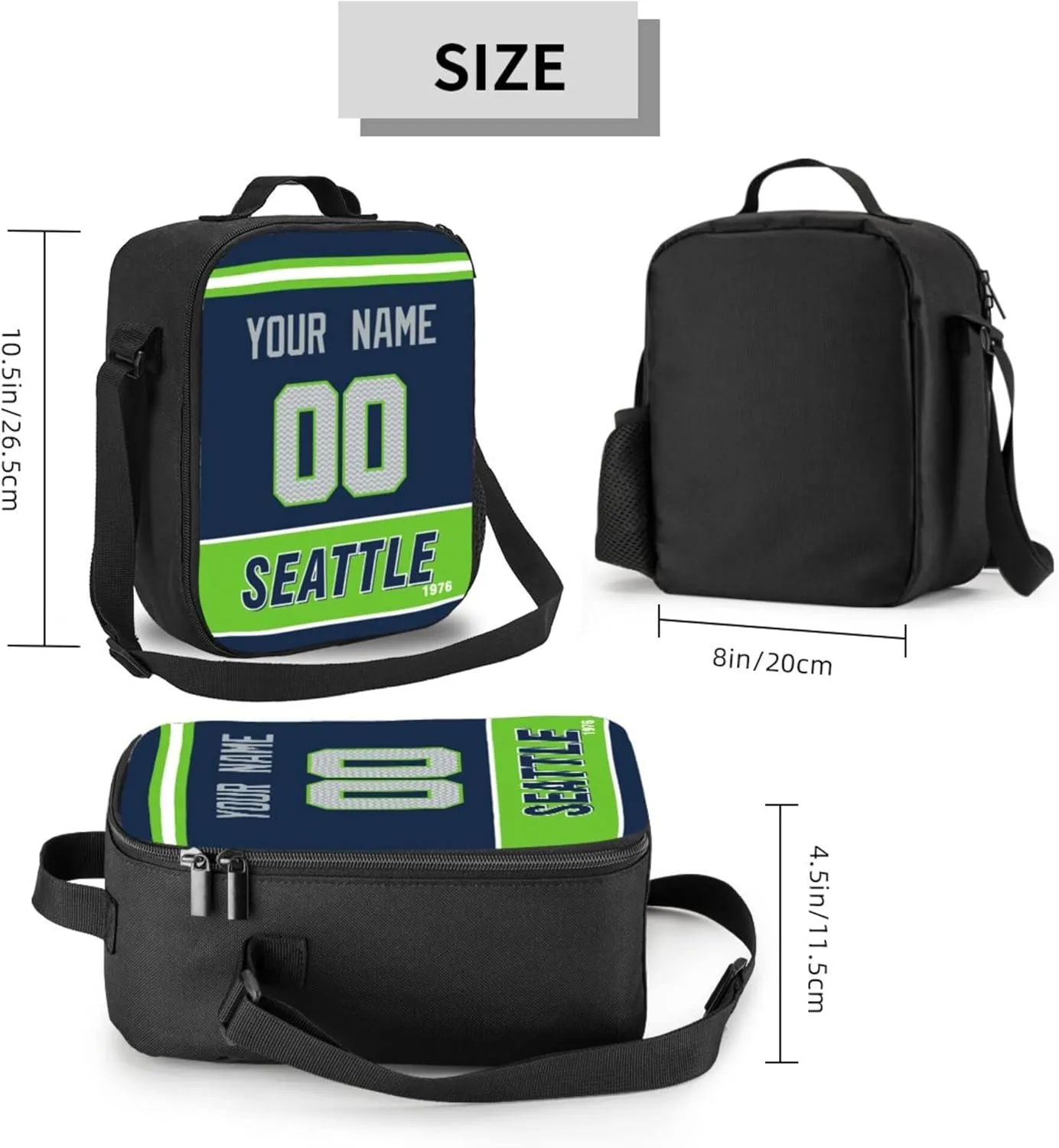 ANTKING Seattle Lunch Box Lunch Bag Cooler Custom Any Name and Number Personalized Gifts
