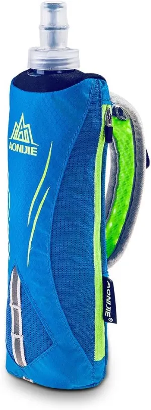 AONIJIE Quick Grip Handheld Soft Water Bottle for Running, Hand Strap Hydration Pack with 500ml Handheld Soft Flask Water Bottle (Blue)