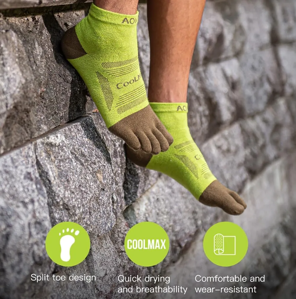 AONIJIE Running Ankle Toe Socks for Men and Women Lightweight Coolmax High Performance Five Finger Athletic Socks