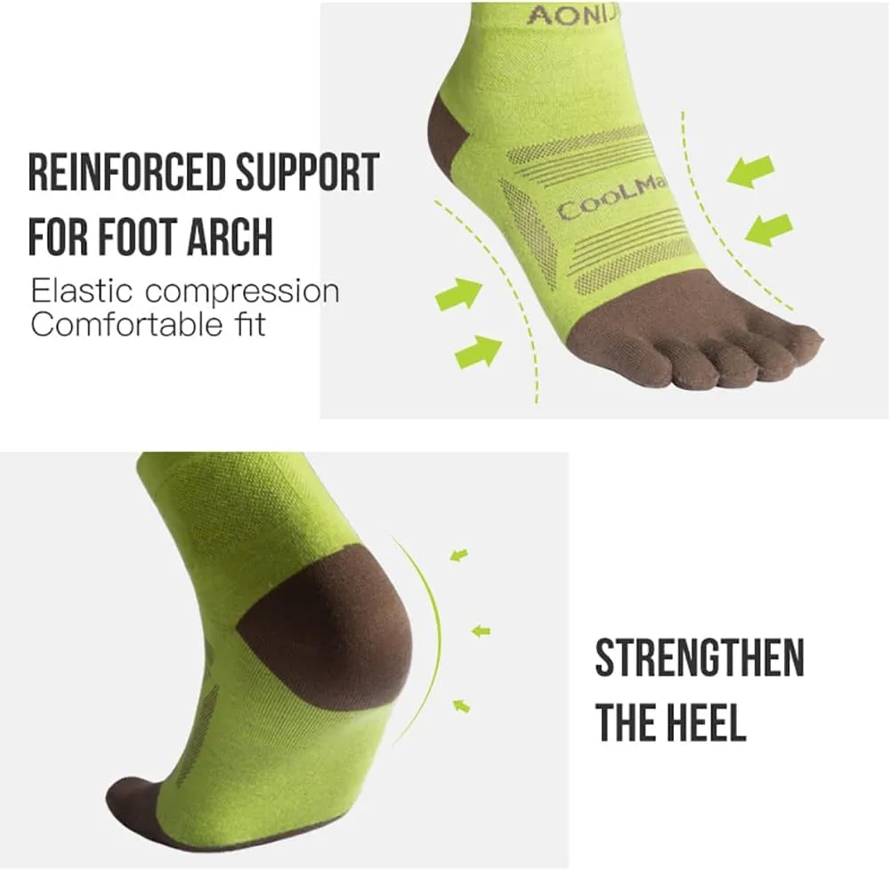 AONIJIE Running Ankle Toe Socks for Men and Women Lightweight Coolmax High Performance Five Finger Athletic Socks