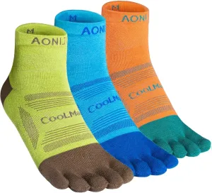 AONIJIE Running Ankle Toe Socks for Men and Women Lightweight Coolmax High Performance Five Finger Athletic Socks