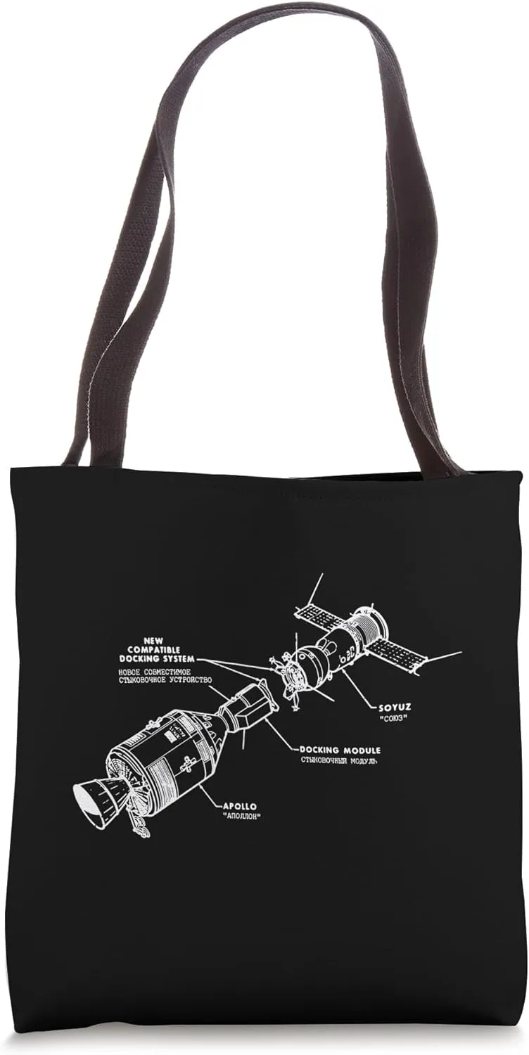 Apollo Soyuz Mission Docking Test Project Diagram Blueprint Tote Bag