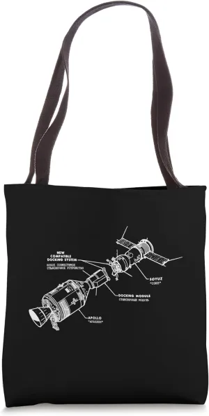 Apollo Soyuz Mission Docking Test Project Diagram Blueprint Tote Bag