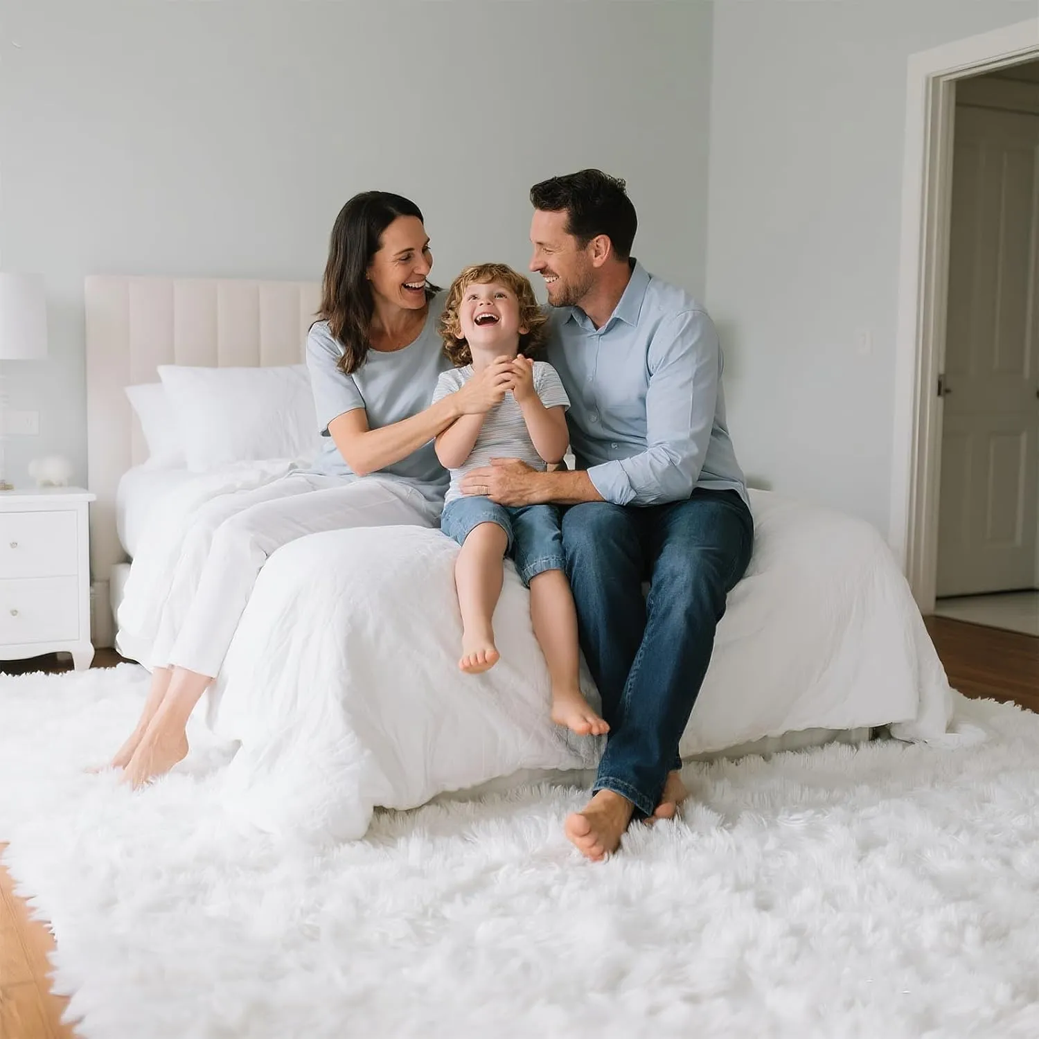 Area Rugs for Bedroom Living Room, 4x6 Soft Large Fluffy Fuzzy Shag Plush Furry Carpet, Soft Indoor Floor Mat for Kids Nursery Home Dorm Office Decor Aesthetic, White