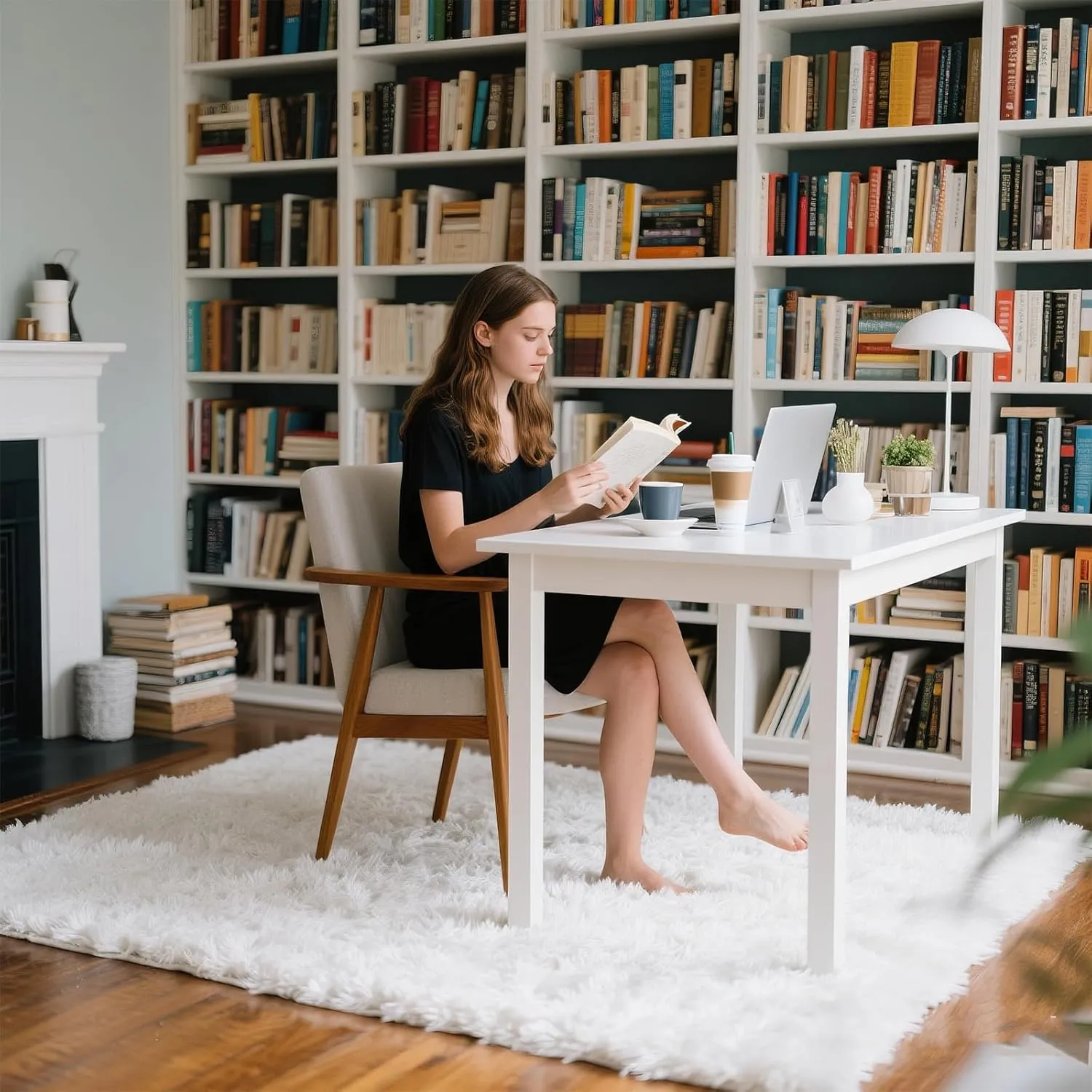 Area Rugs for Bedroom Living Room, 4x6 Soft Large Fluffy Fuzzy Shag Plush Furry Carpet, Soft Indoor Floor Mat for Kids Nursery Home Dorm Office Decor Aesthetic, White
