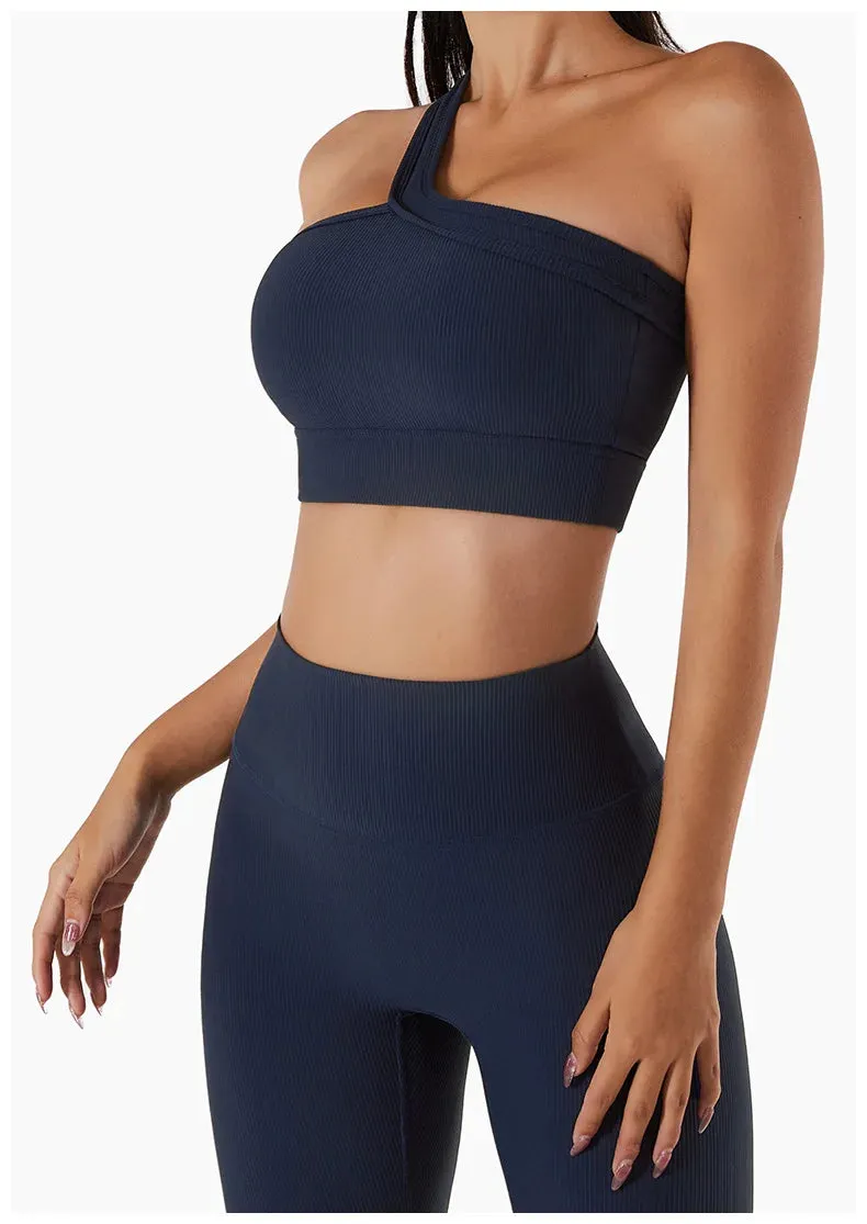 Aria Ribbed One Shoulder Sports Bra