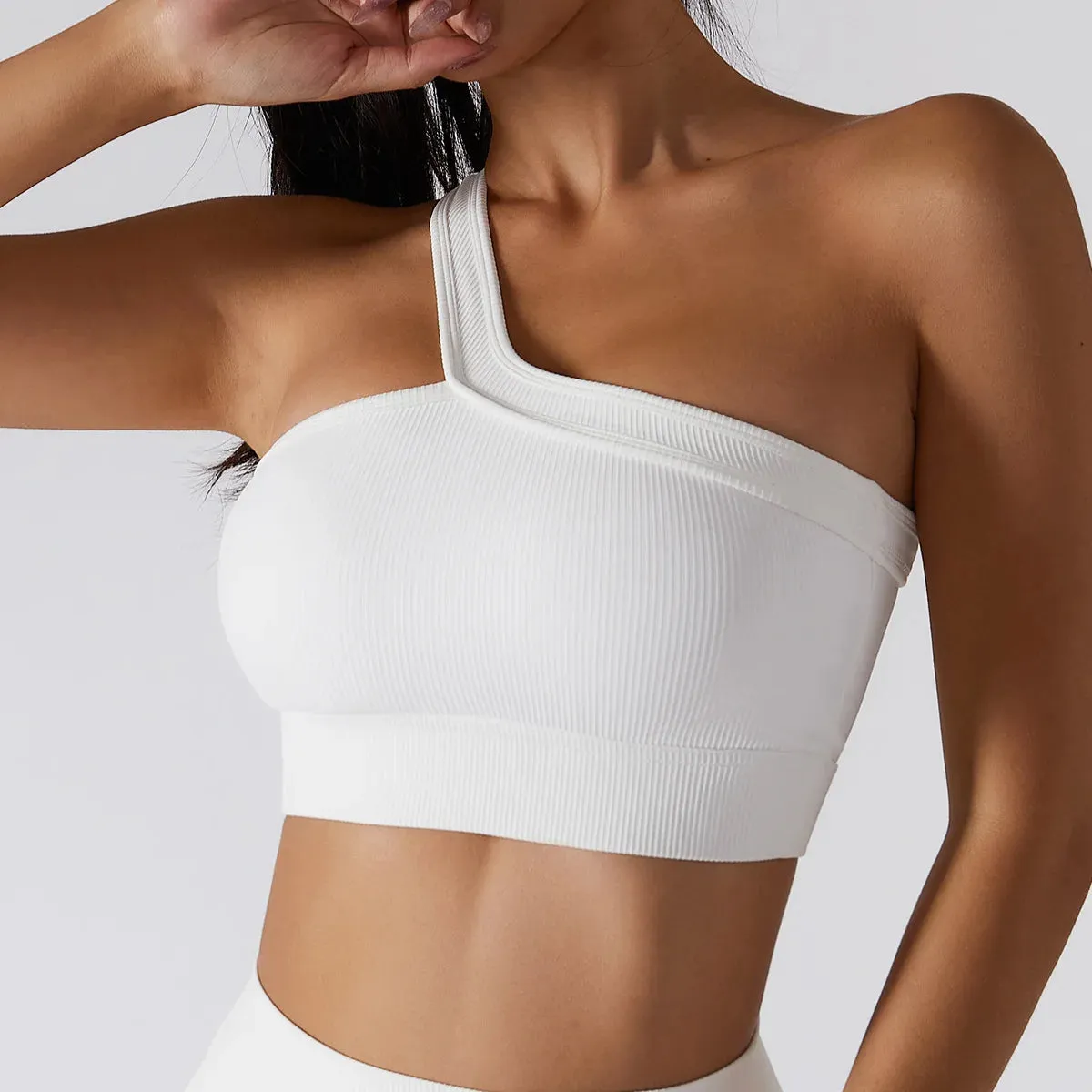 Aria Ribbed One Shoulder Sports Bra