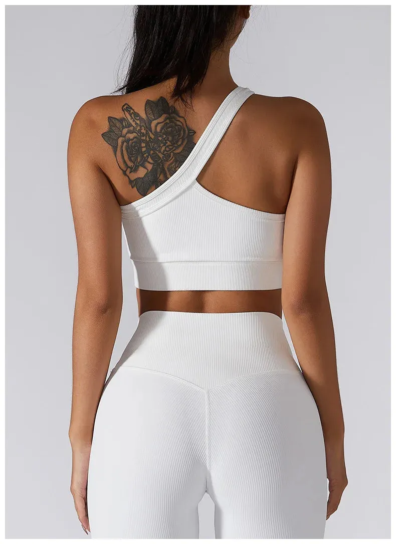 Aria Ribbed One Shoulder Sports Bra