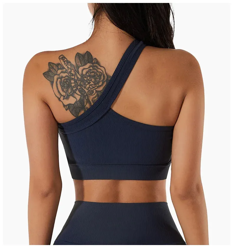 Aria Ribbed One Shoulder Sports Bra