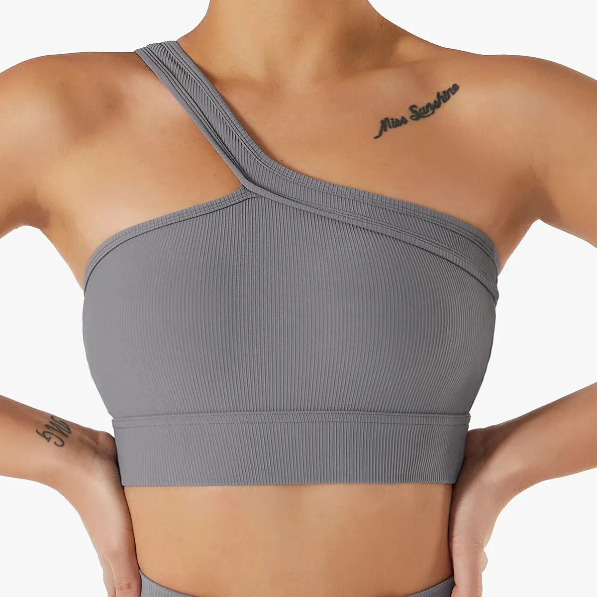 Aria Ribbed One Shoulder Sports Bra