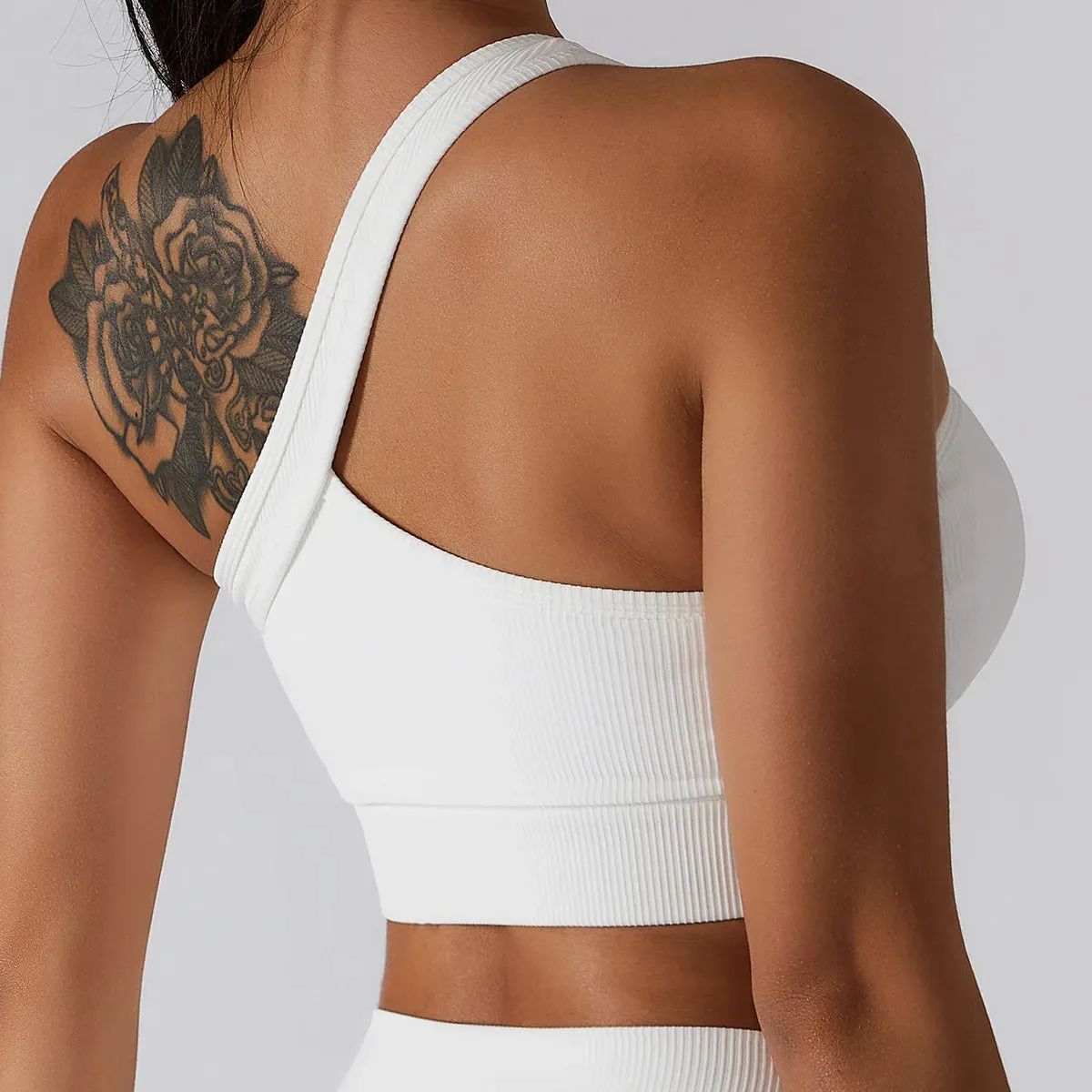 Aria Ribbed One Shoulder Sports Bra