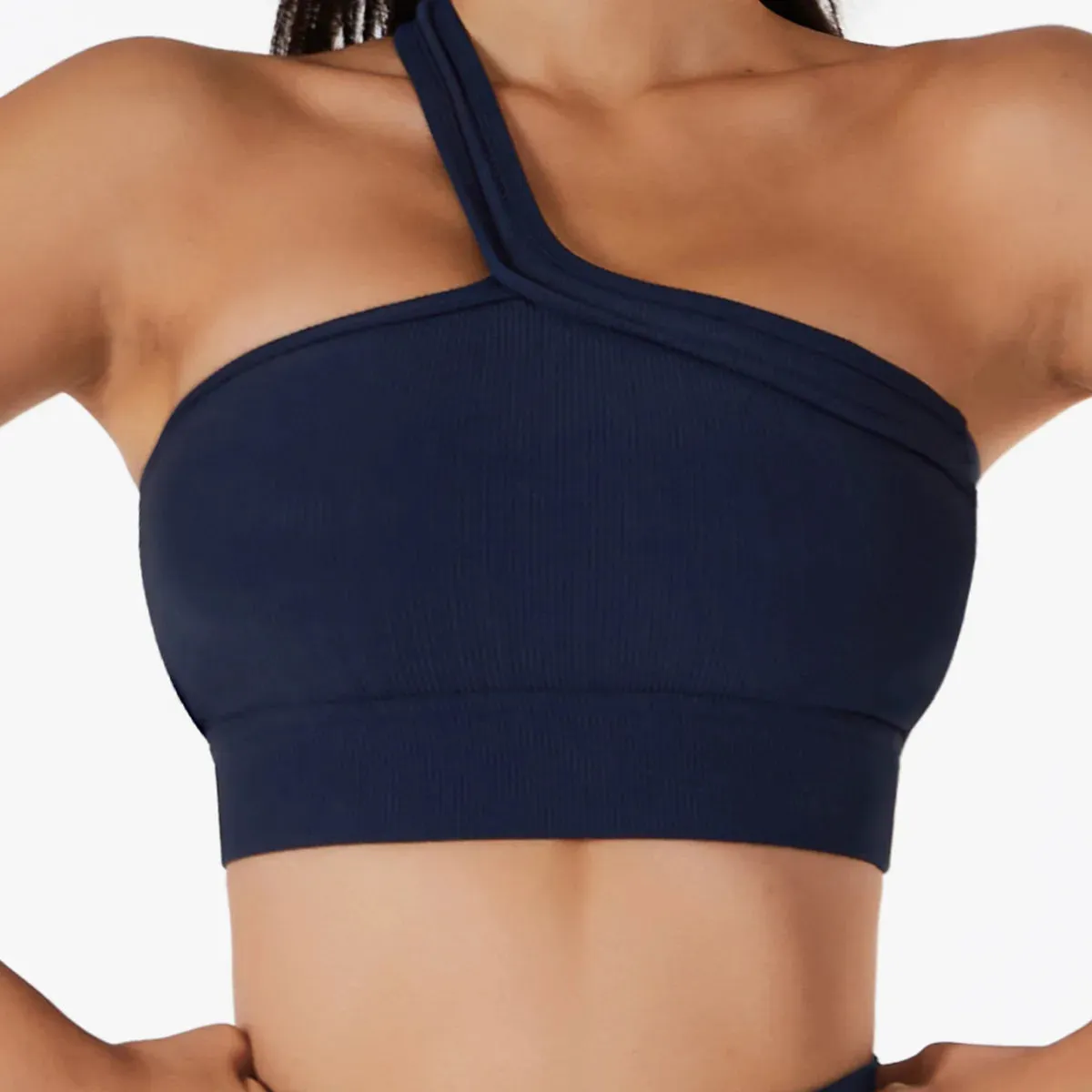 Aria Ribbed One Shoulder Sports Bra