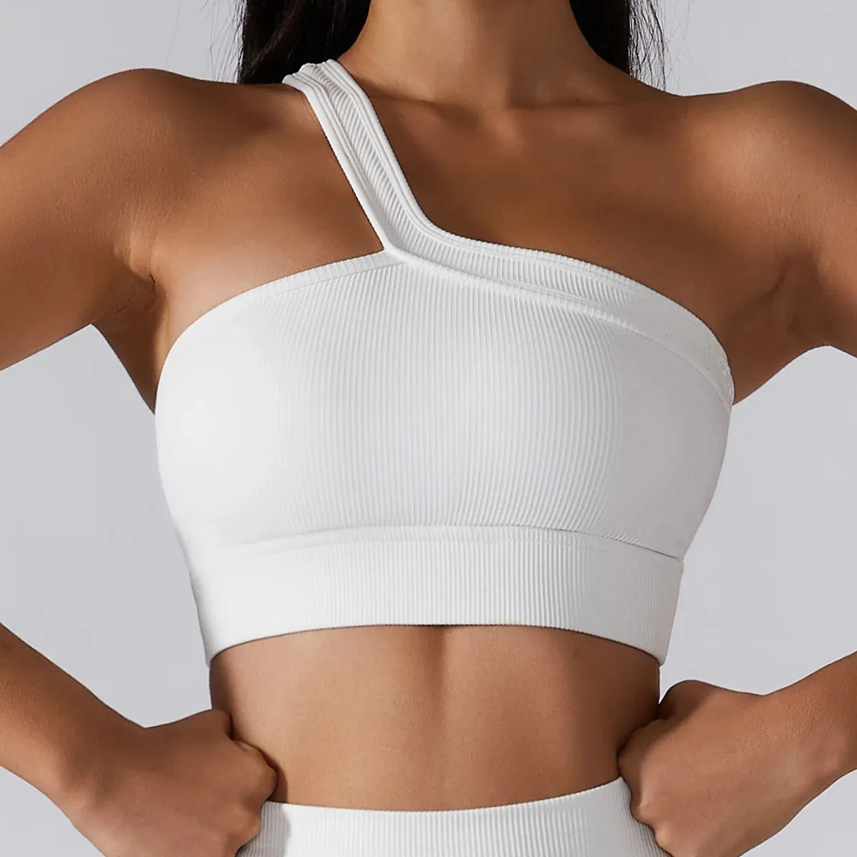 Aria Ribbed One Shoulder Sports Bra
