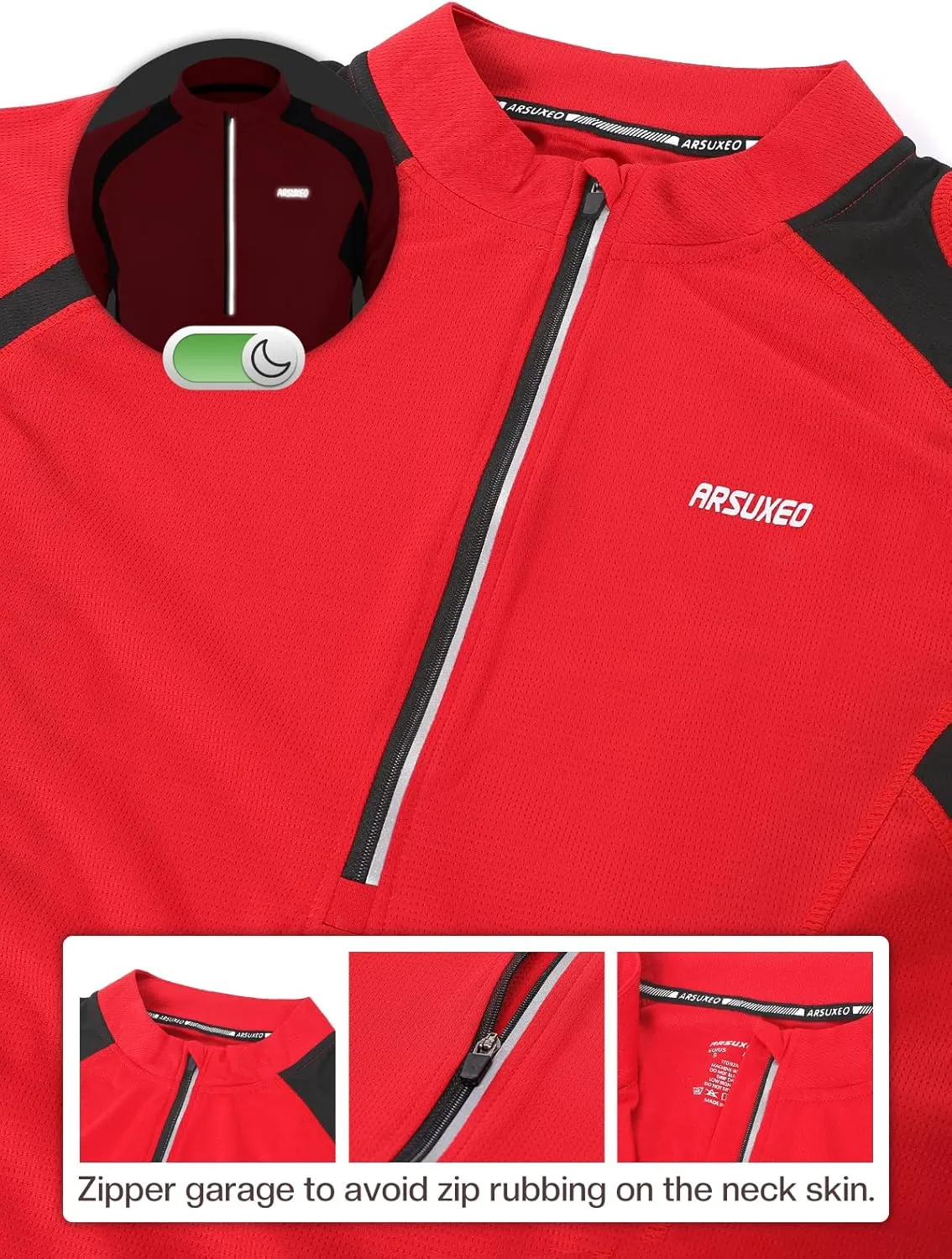 ARSUXEO Men's Half Zipper Cycling Jerseys Long Sleeves Mountain Bike Shirts 6031