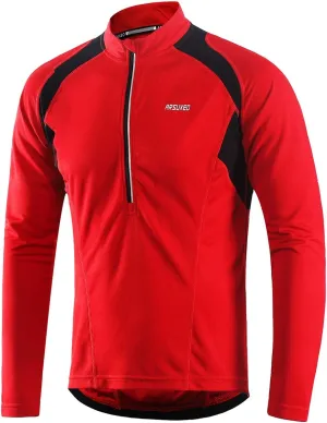 ARSUXEO Men's Half Zipper Cycling Jerseys Long Sleeves Mountain Bike Shirts 6031