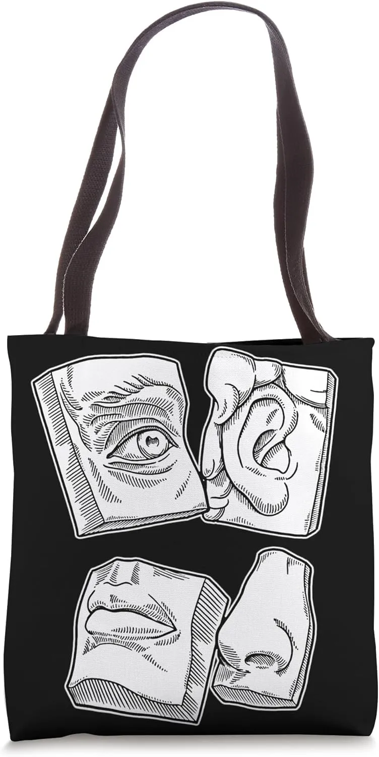 Art Reference Casts x Face Features x Classical Drawing Tote Bag