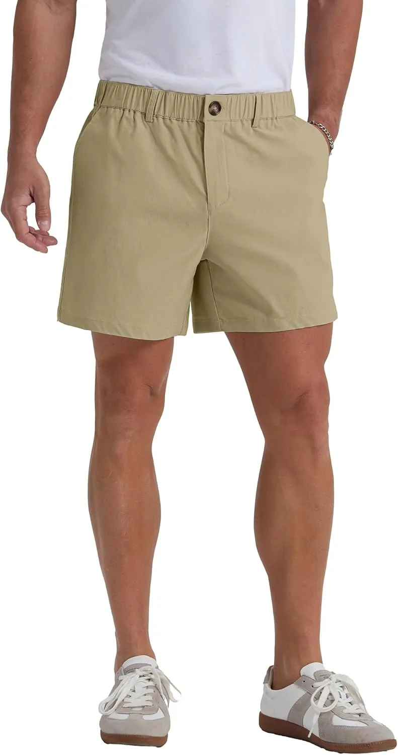 Askdeer Men's 5.5" Shorts Classic-fit Casual Elastic Waistband Shorts Summer Walking, Office, Daily Wear with Multi-Pockets