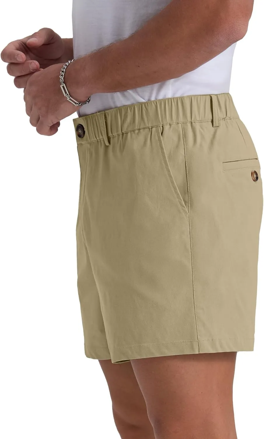 Askdeer Men's 5.5" Shorts Classic-fit Casual Elastic Waistband Shorts Summer Walking, Office, Daily Wear with Multi-Pockets