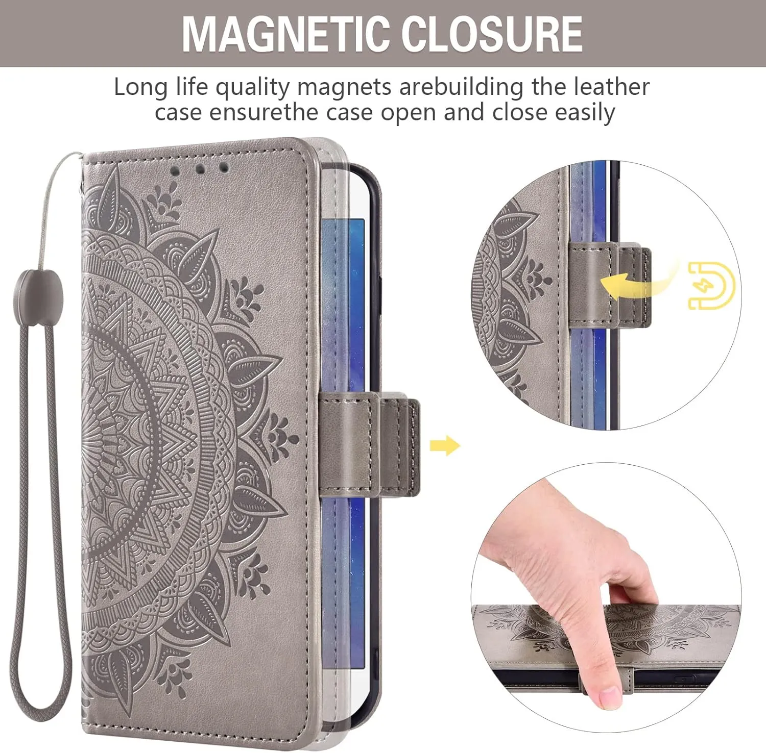 Asuwish Compatible with Samsung Galaxy A3 2015 Wallet Case and Tempered Glass Screen Protector Card Holder Flip Purse Accessories Wrist Strap Cell Phone Cover for Gaxaly 3A Duos SM A300 Women Grey