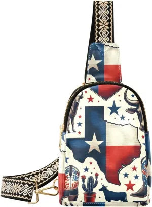Augenstern Women Crossbody Sling Backpack Texas-the-long-star-flag Girl Chest Bag Daypack for Hiking Traveling