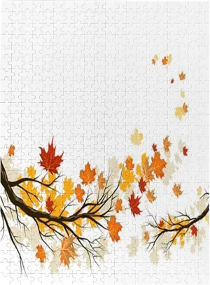 Autumn Leaves,Puzzle Board,Portable Wooden Jigsaw Puzzle for Adults,Autumn Branches with Leaves,Birthday Gift for Family and Friends,Orange White Plastic Box Storage 500PCS