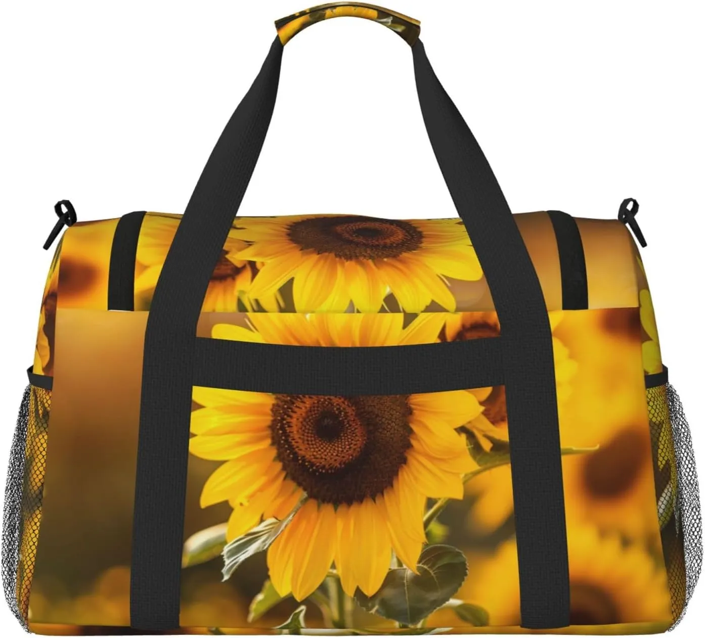 Autumn Sunflowers Big Capacity Sports Gym Bag Portable Travel Duffle Bag, Fall Floral Lightweight Weekender Workout Bag for Overnight, Unisex