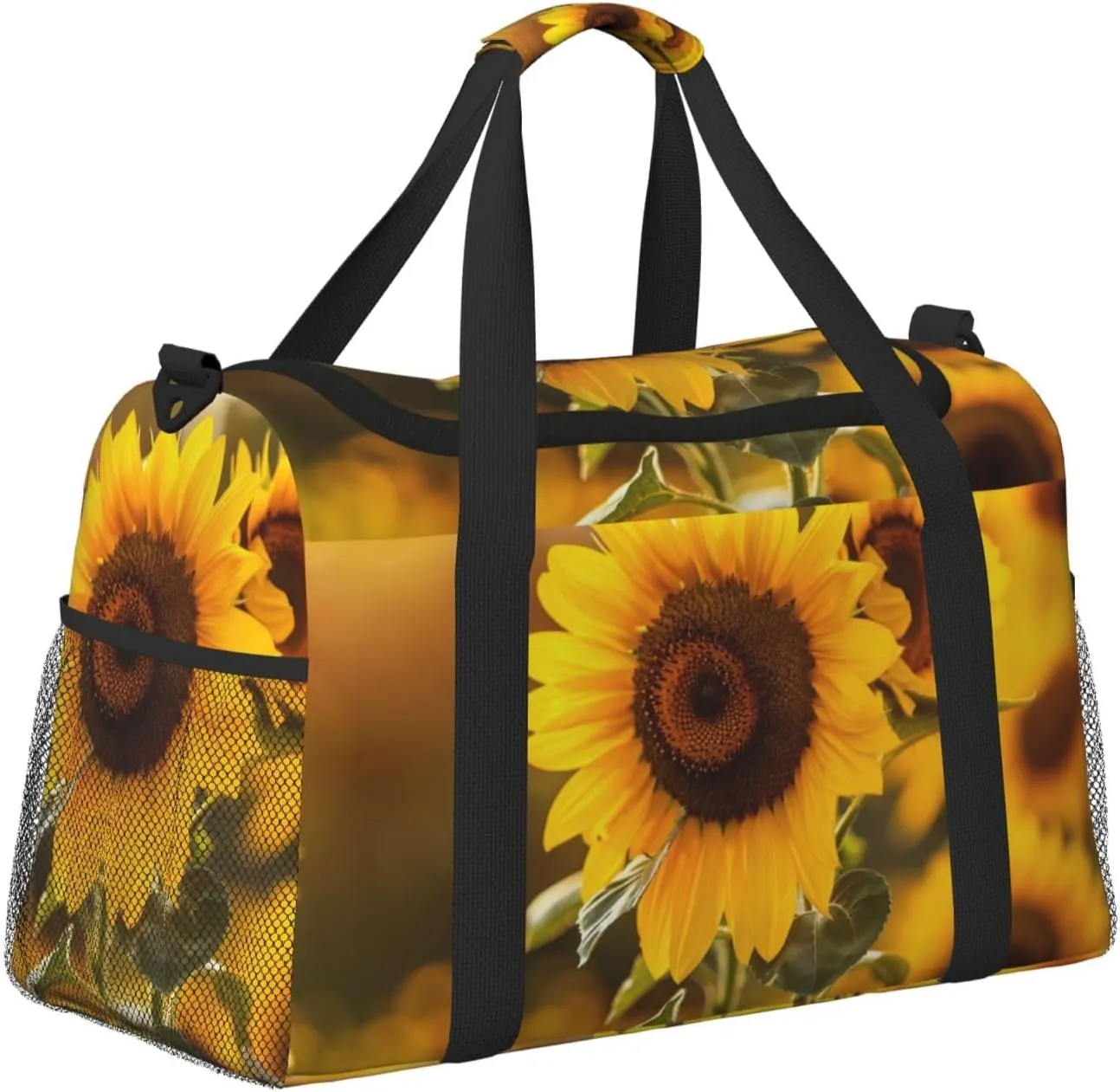 Autumn Sunflowers Big Capacity Sports Gym Bag Portable Travel Duffle Bag, Fall Floral Lightweight Weekender Workout Bag for Overnight, Unisex