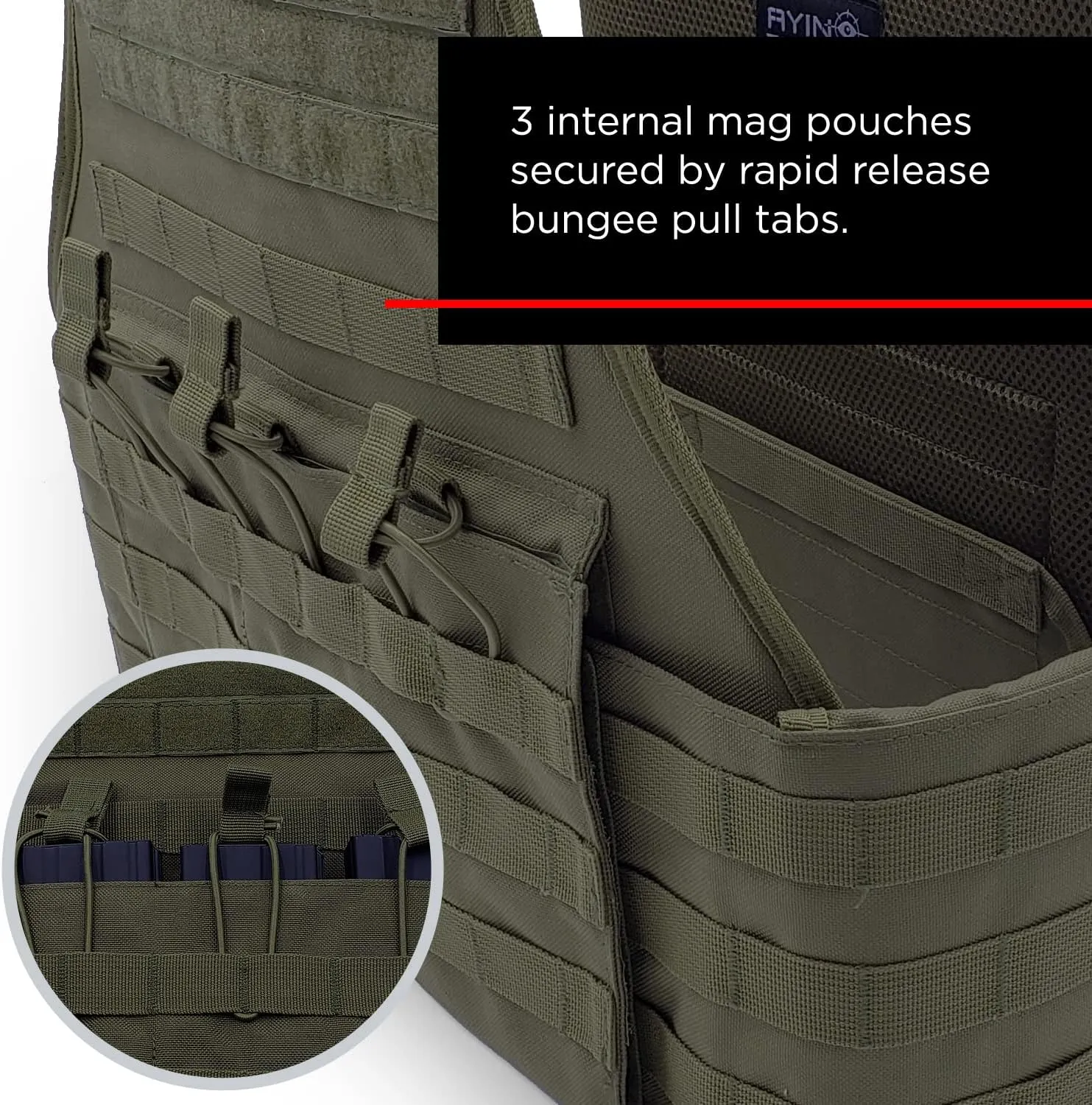 AYIN MOLLE Breathable Outdoor Vest with Hook and Loop attachment points