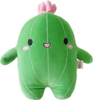 BABOLI Cuddly Cactus Stuffed Plant Animal with Smile Face and Pink Antenna Soft Cacti Plush Toy Pillow Pretty Sweet Mascot Gifts for Kids Girls and Boys Present for Birthday or Party 13.5 Inch