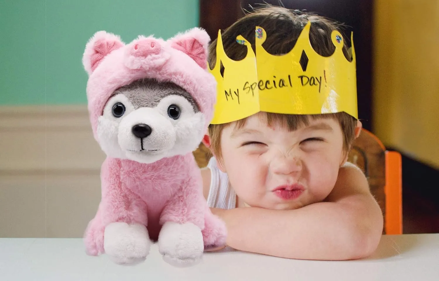 BABOLI Cuddly Husky Stuffed Animals| Soft Toys with Adorable Pig Costumes| Super Cute Husky Dog Plush Animal for Birthday Gifts or Party Supplies| Good Choice for Children|10 Inch