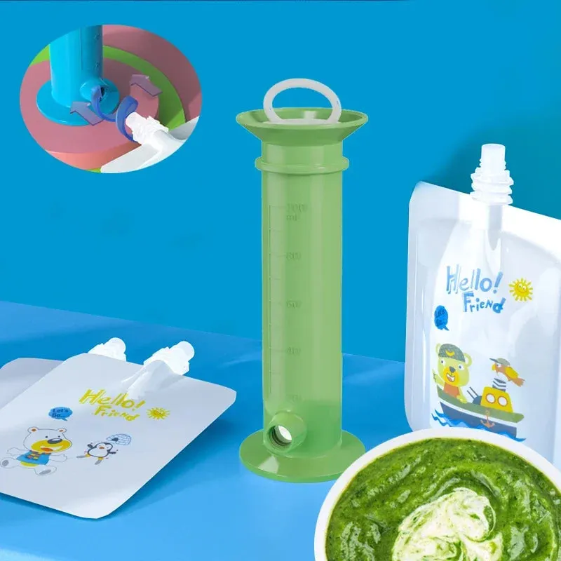 Baby Food Pouch Filling Dispenser & Storage Bags for Newborn Purees