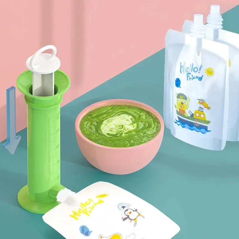 Baby Food Pouch Filling Dispenser & Storage Bags for Newborn Purees