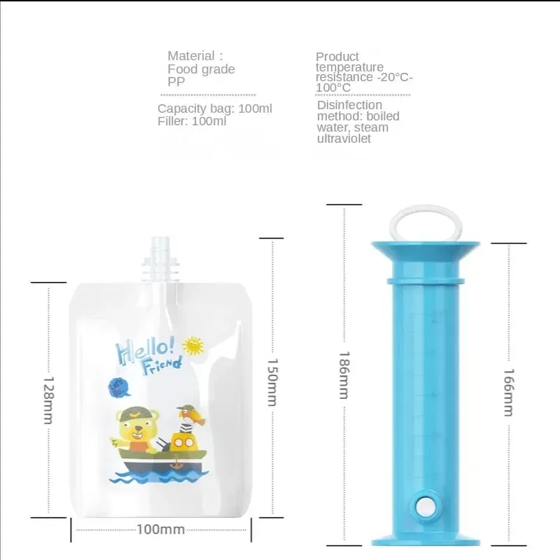 Baby Food Pouch Filling Dispenser & Storage Bags for Newborn Purees
