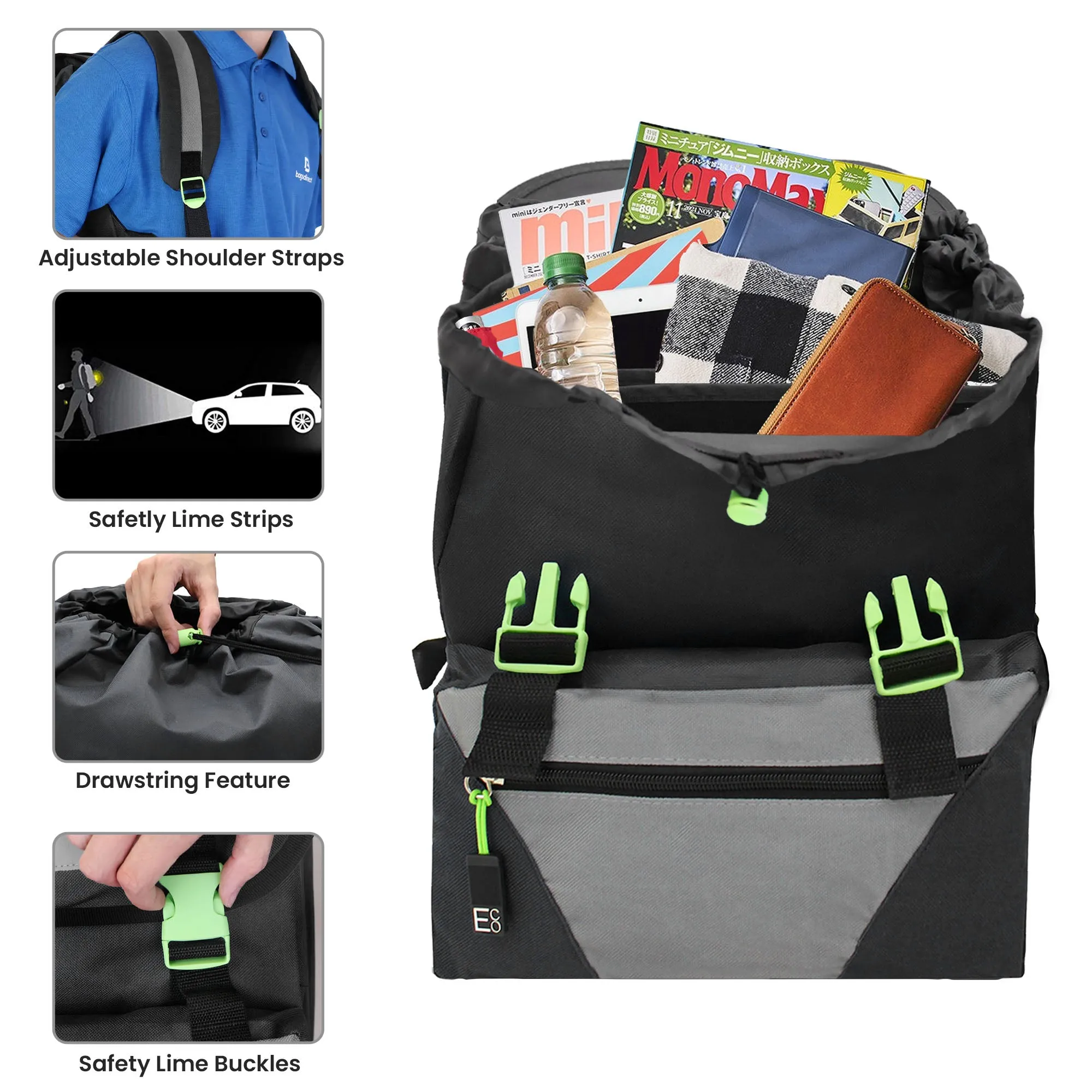 Backpack with 3 Comparments and Lunch Box Holder