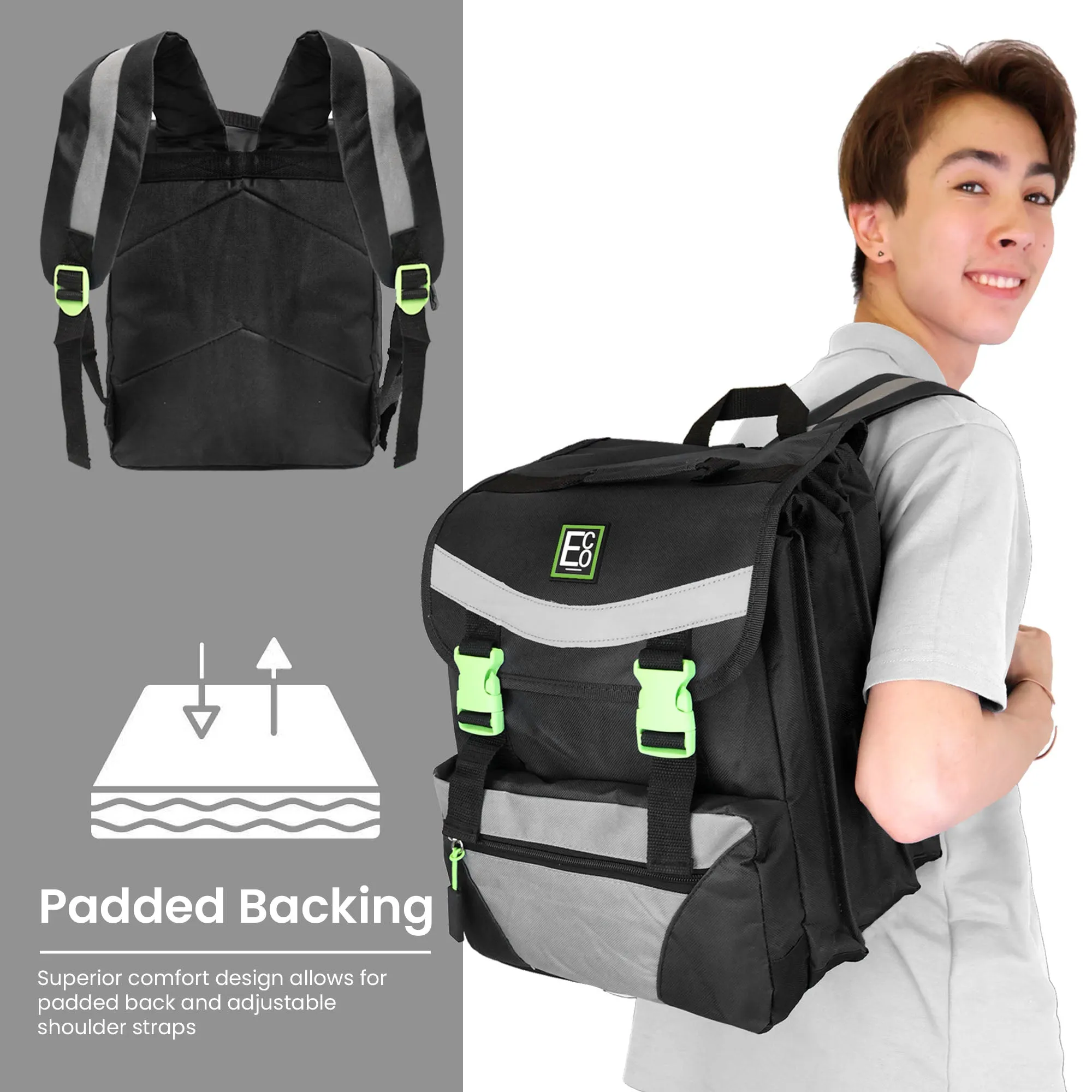 Backpack with 3 Comparments and Lunch Box Holder
