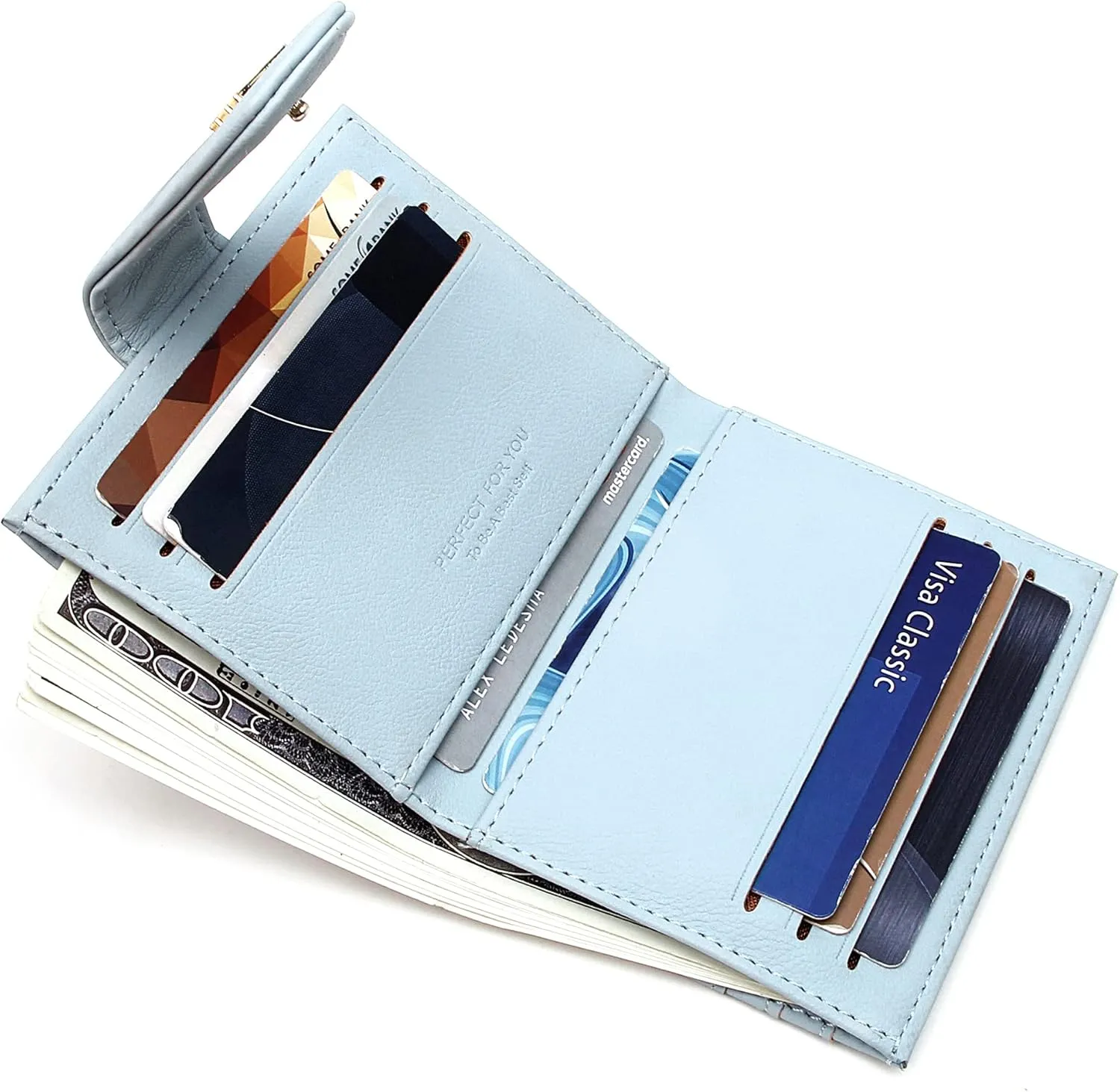 Badiya Small Wallets for Women Bifold Multi Card Case Wallet Slim Credit Card Holder with Zipper Coin Purse