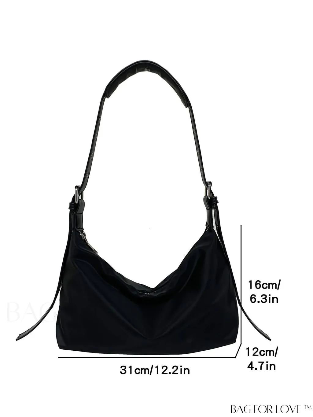 BagForLove - Black Dumpling-Shaped Womens Messenger Bag - Lightweight, Versatile, and Stylish