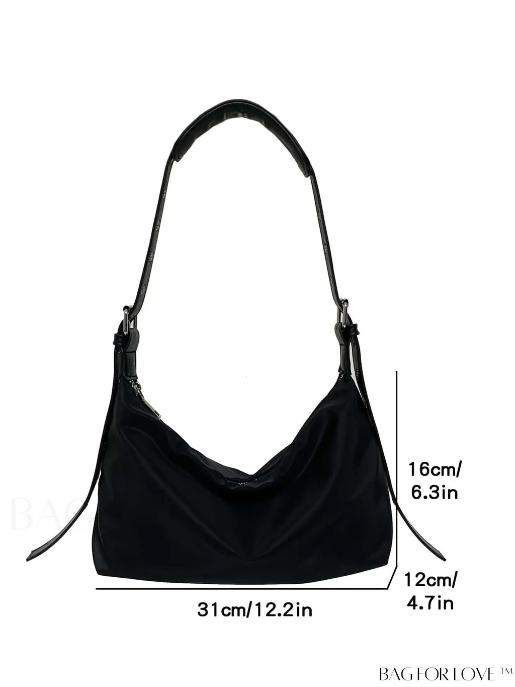 BagForLove - Black Dumpling-Shaped Womens Messenger Bag - Lightweight, Versatile, and Stylish