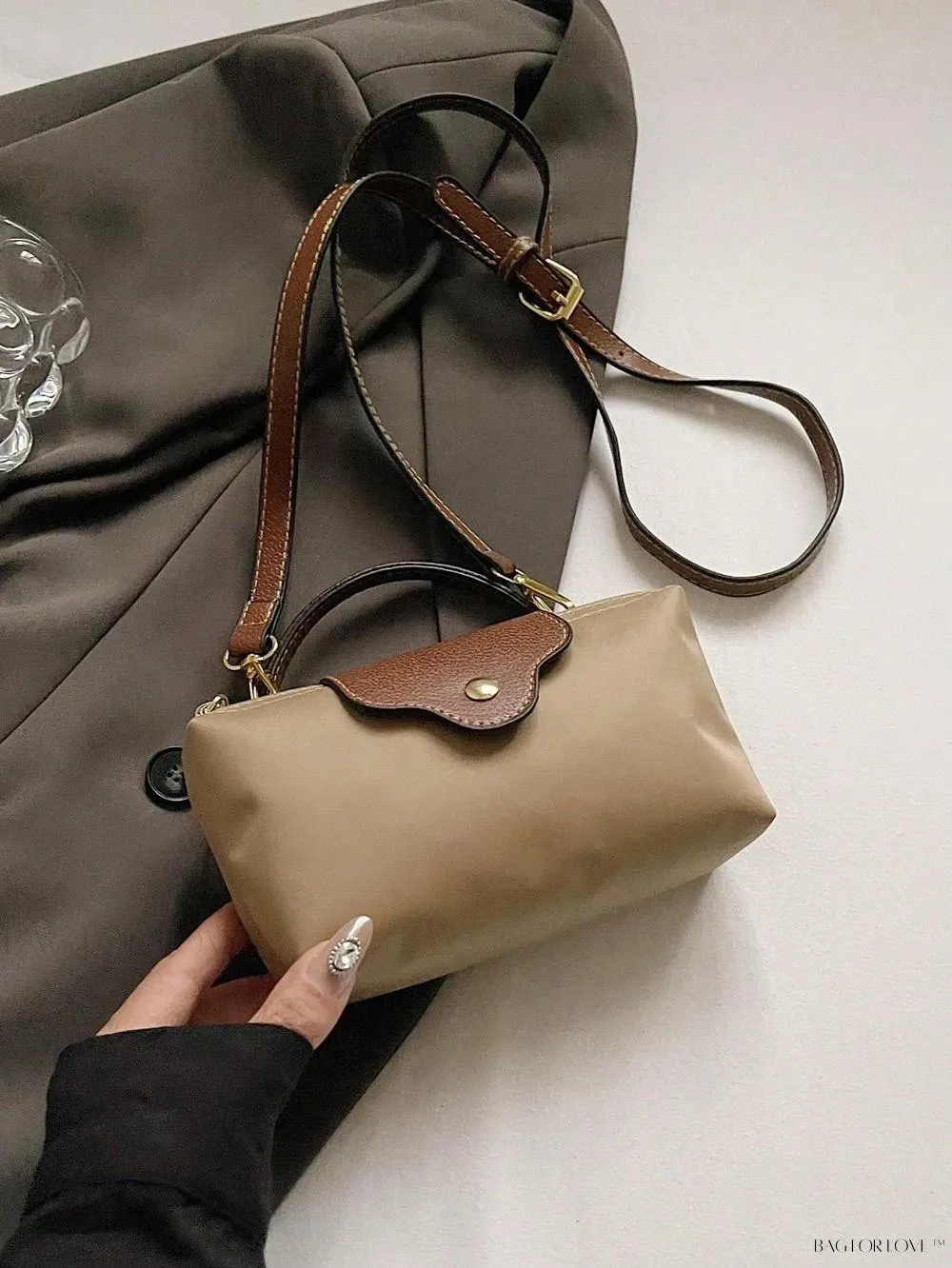 BagForLove - Mini Top Handle Nylon Handbag for Teen Girls and Working Women