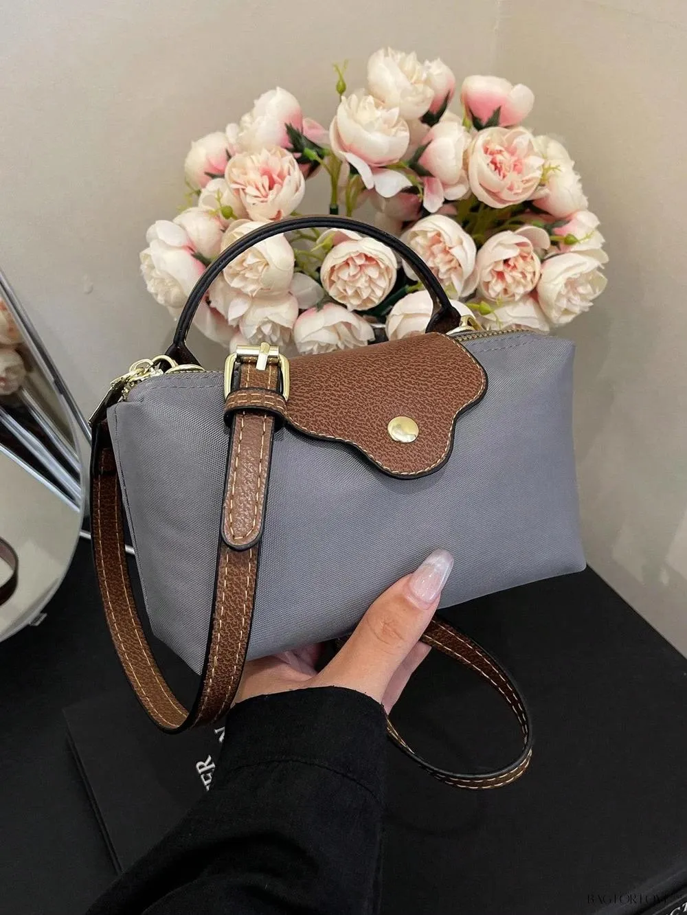 BagForLove - Mini Top Handle Nylon Handbag for Teen Girls and Working Women