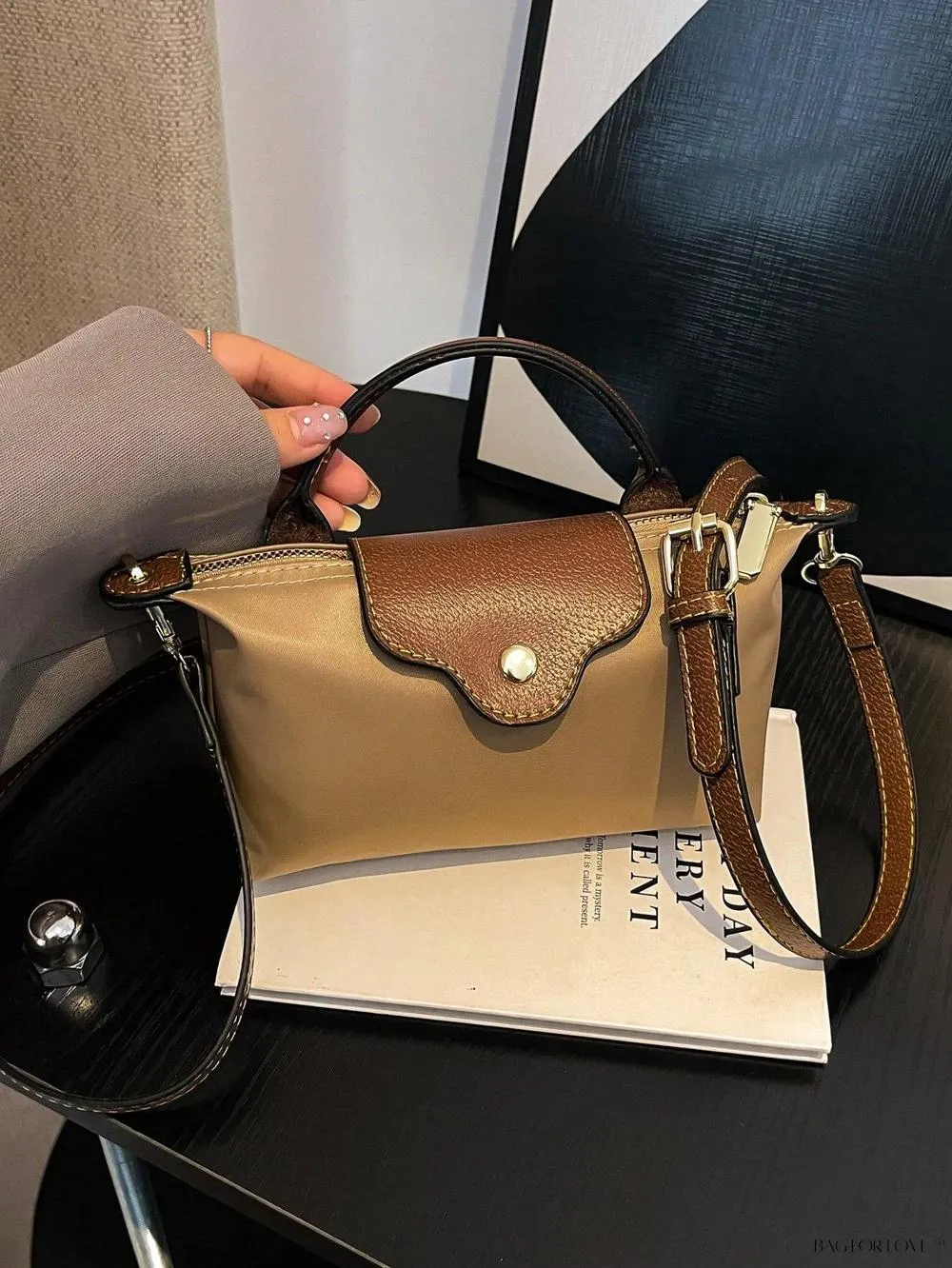 BagForLove - Mini Top Handle Nylon Handbag for Teen Girls and Working Women