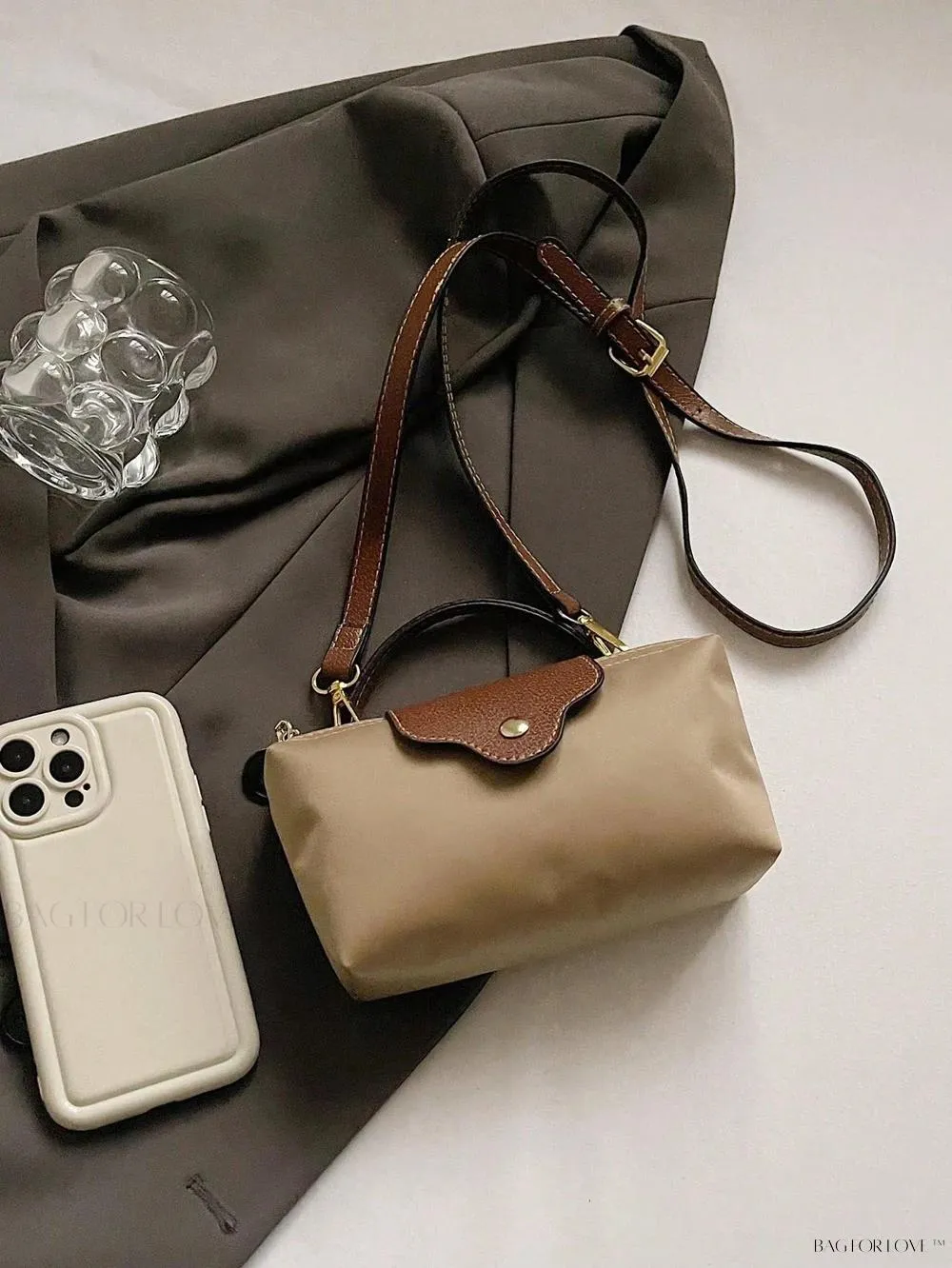 BagForLove - Mini Top Handle Nylon Handbag for Teen Girls and Working Women