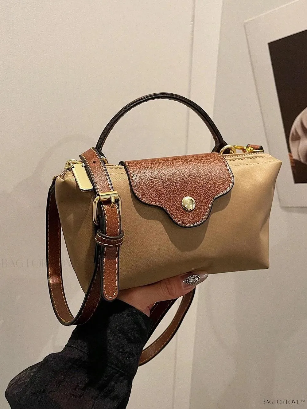 BagForLove - Mini Top Handle Nylon Handbag for Teen Girls and Working Women