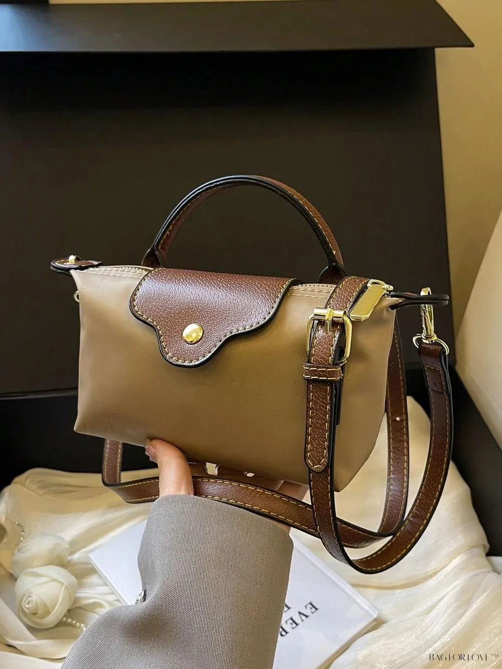 BagForLove - Mini Top Handle Nylon Handbag for Teen Girls and Working Women