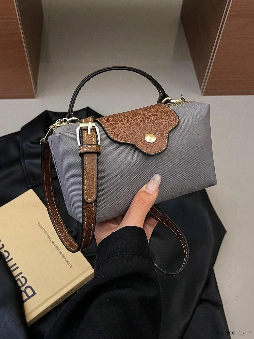 BagForLove - Mini Top Handle Nylon Handbag for Teen Girls and Working Women