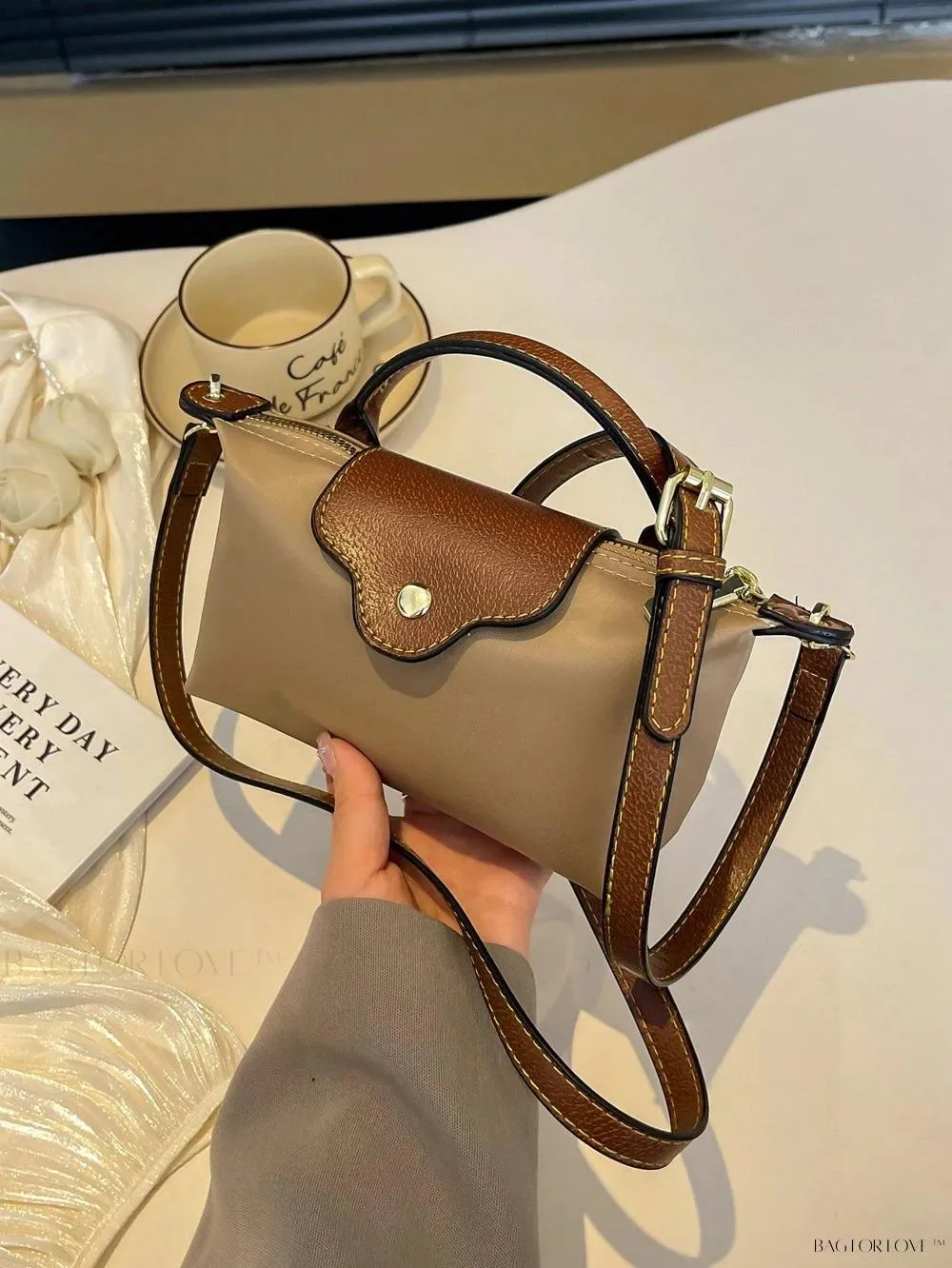 BagForLove - Mini Top Handle Nylon Handbag for Teen Girls and Working Women